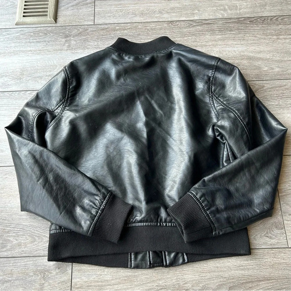 Ci Sono By Cavalini Black Faux Leather Bomber Jacket - Picture 13 of 16